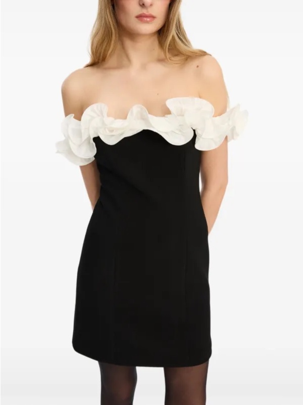 New Rotate Birger Christensen Ruffle Mini Dress In Black Size US4